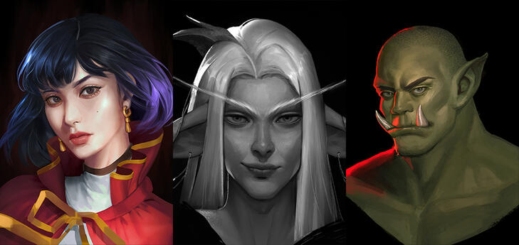 🌟 Portrait Trio Pack! 1 Rendered Headshot and 3 flat colored expressions - $63